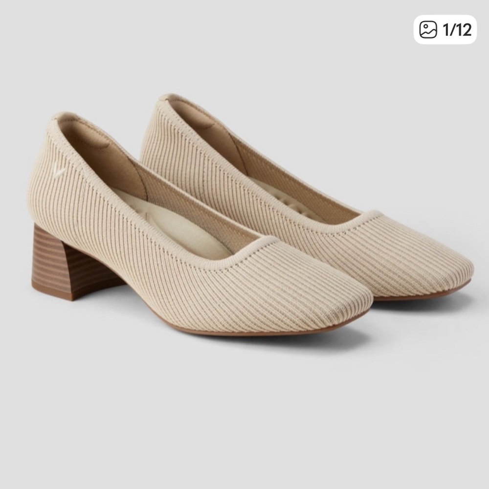 Vivaia Melody Pro Pumps Nude Beige Square Toe Block Heel Stretch Shoe size 42